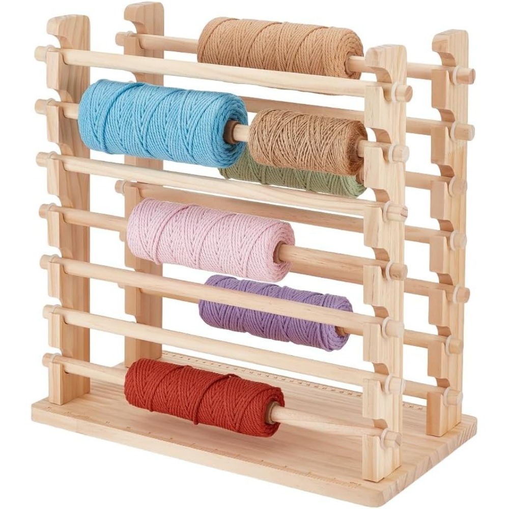 Florist Supply Ribbon - Two-Row Ribbon Holder Organizer Rack Wooden