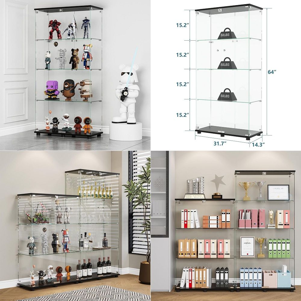 B & J Florist Supply Linwood - Display Cabinet with 4Shelf Double Doors