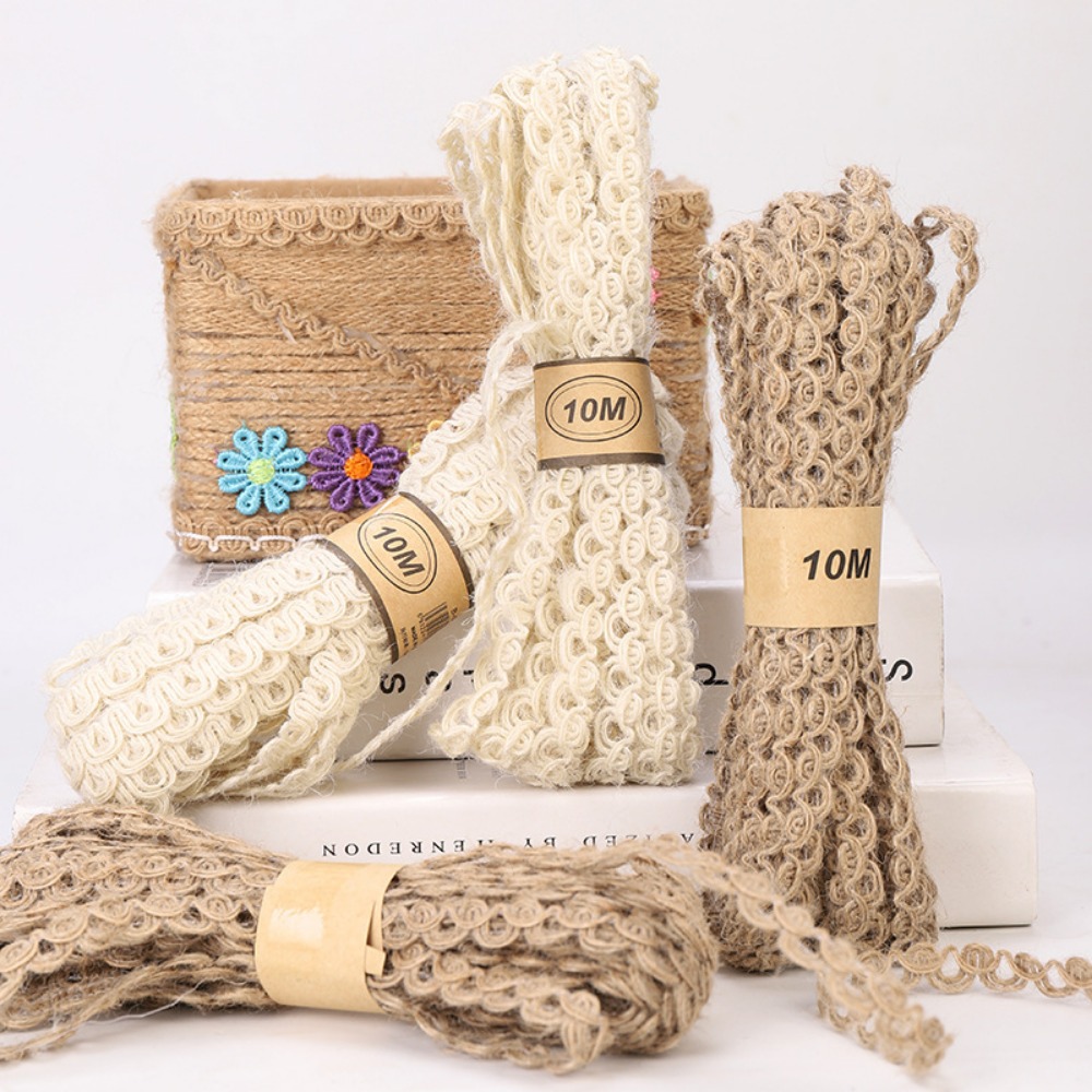 Florist Supply Ribbon - 10m Lace Linen Ribbon DIY Bouquet