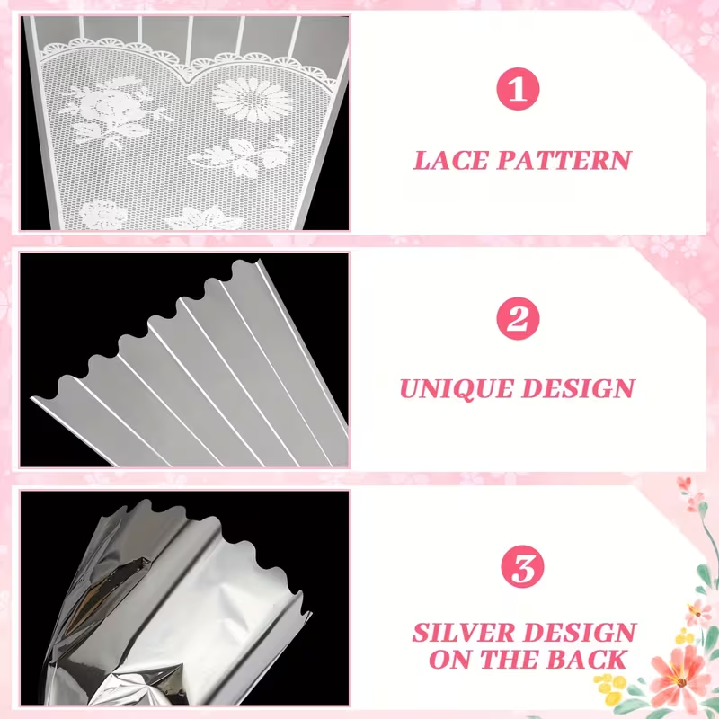 100Pcs Lace Print Clear Bouque - Florist Supply Ribbon recension och pris